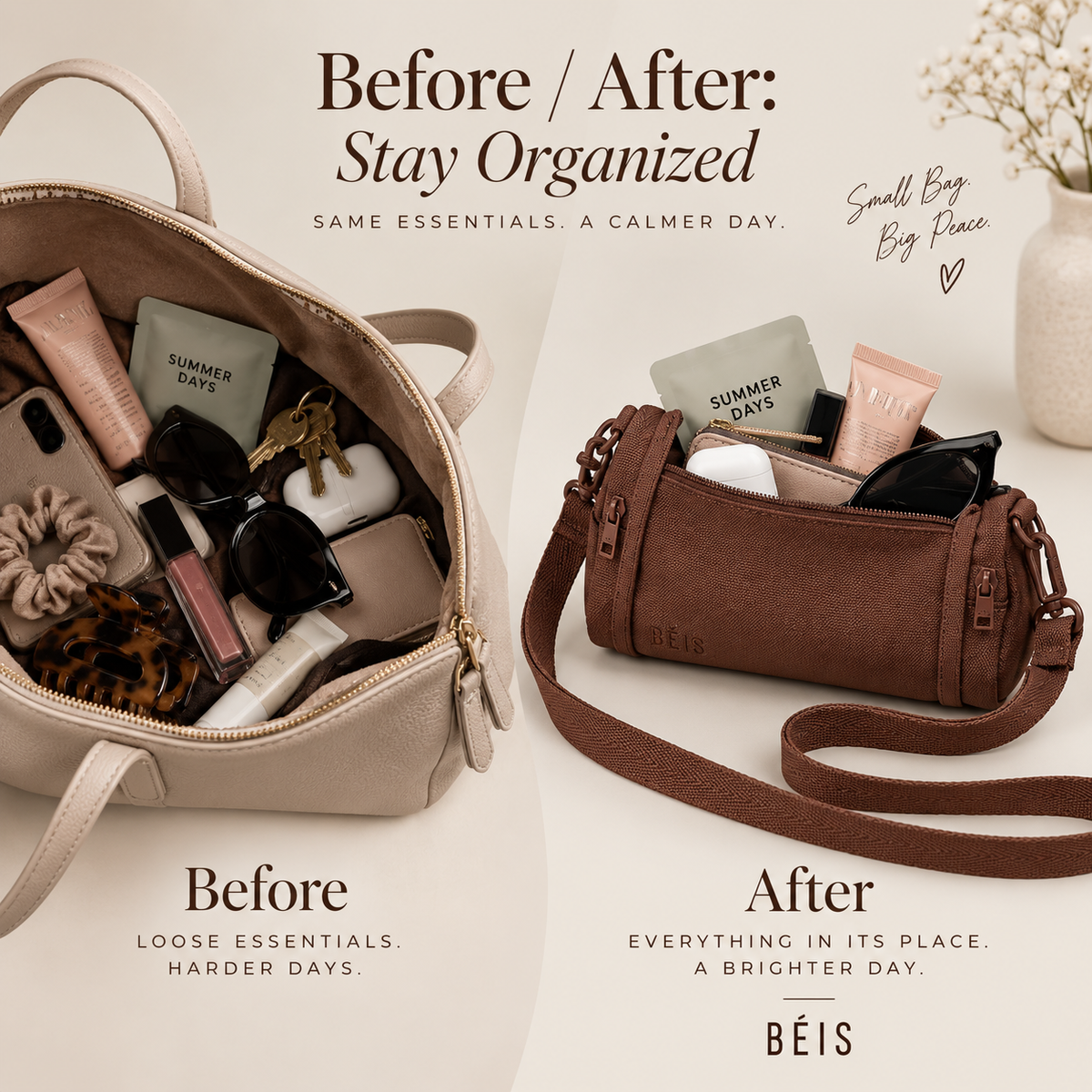 ✨ Expandable Crossbody Charm Bag