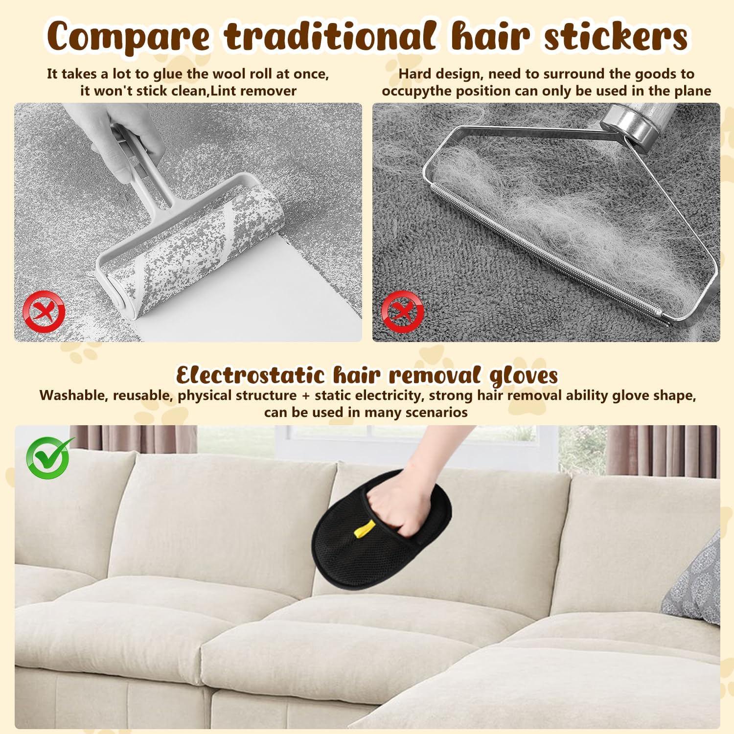 Double-Sided Pets Grooming Gloves