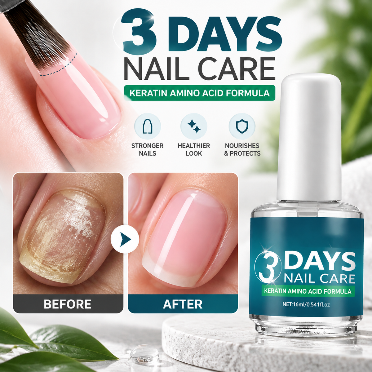 3 Days Keratin Nail Repair Serum - Advanced Amino Acid Formula
