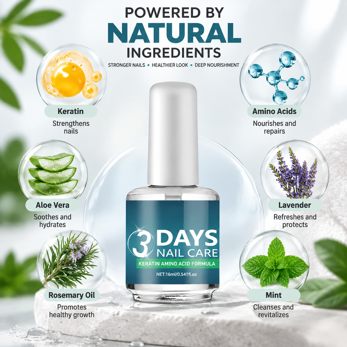 3 Days Keratin Nail Repair Serum - Advanced Amino Acid Formula