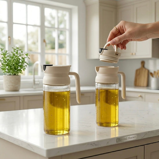Glass Oil Dispenser Bottle with Handle & Flip Lid 500ml
