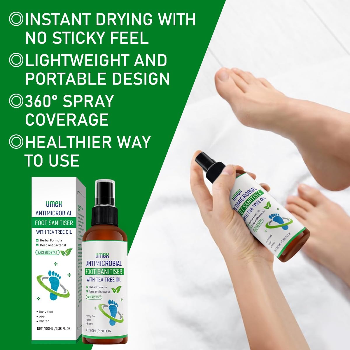 🌿 Umax Antimicrobial Foot Sanitiser Spray with Tea Tree Oil