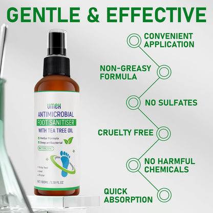 🌿 Umax Antimicrobial Foot Sanitiser Spray with Tea Tree Oil