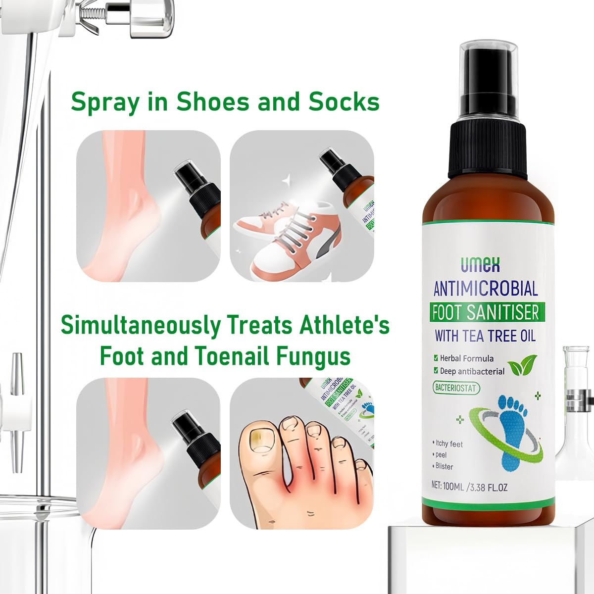 🌿 Umax Antimicrobial Foot Sanitiser Spray with Tea Tree Oil